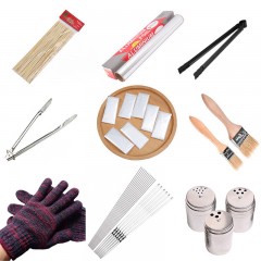 卡瓦图烧烤竹签不锈钢烧烤夹板网夹工具用品一次性手套家用烤网夹全套
