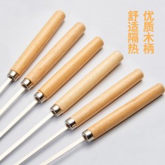 尚烤佳（Suncojia）木柄烧烤签子不锈钢烤针穿羊肉串签子烧烤工具30只